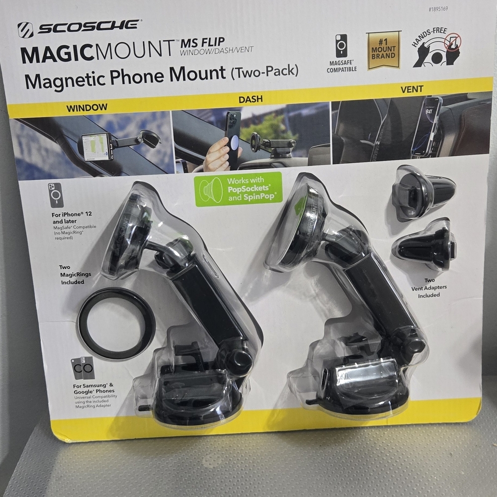 Scosche MagicMount MS Flip Magnetic Phone Mount (Two-Pack) - Black